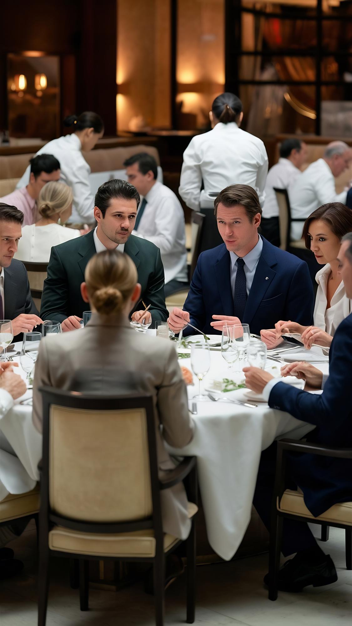 Jantar executivo da Right Connections com executivos em conversa à mesa