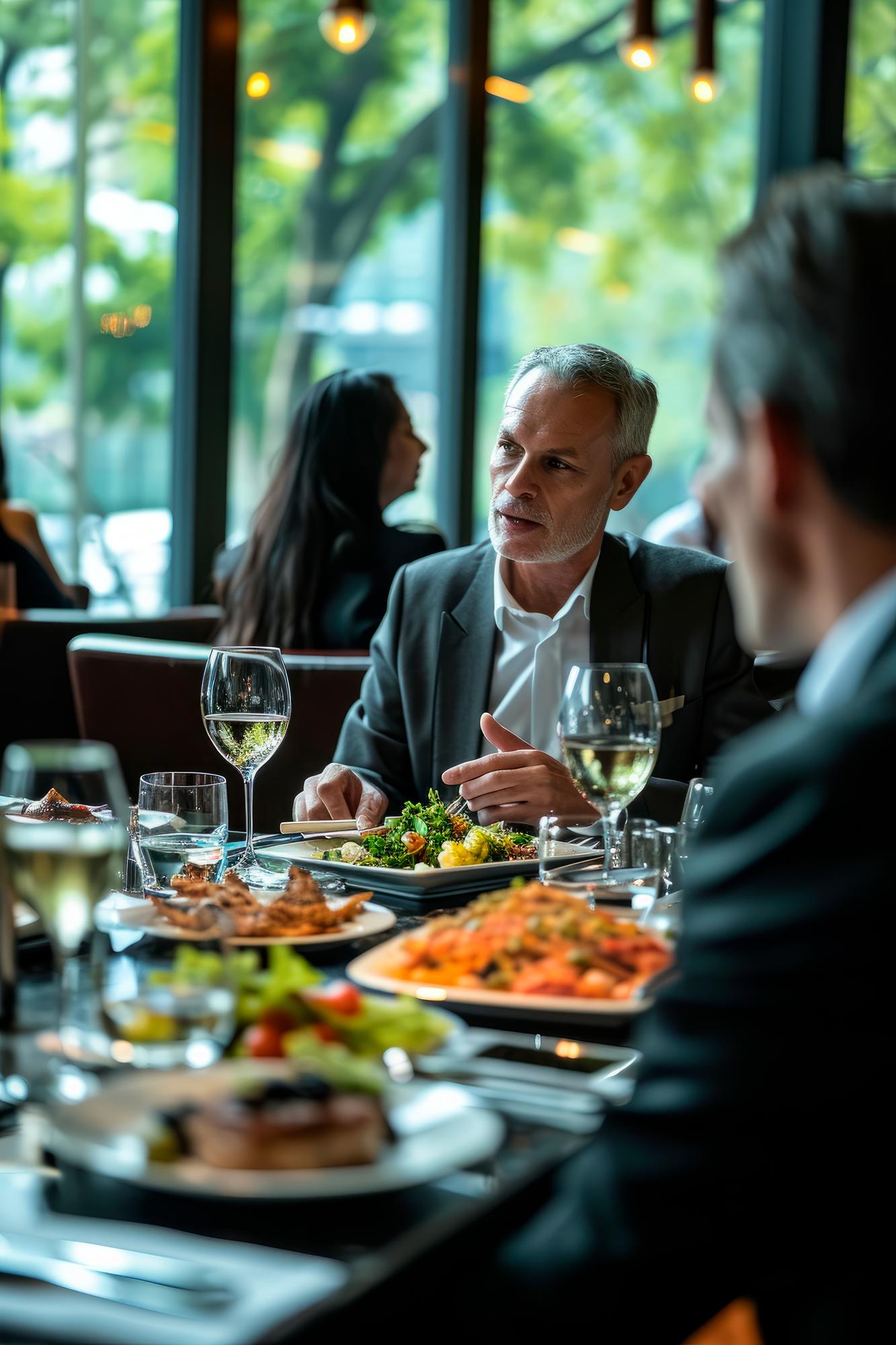 Conversa à mesa em almoço executivo